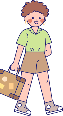 主視覺中拿行李的旅遊女孩