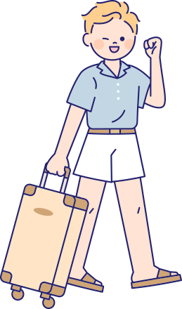 主視覺中拿行李的旅遊男孩