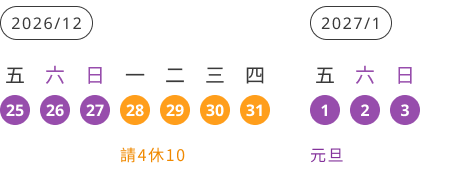 2027元旦連假